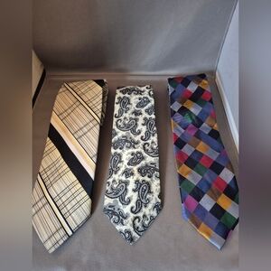 Elegant Men's Tie Set - Black, Cream, Multicolor